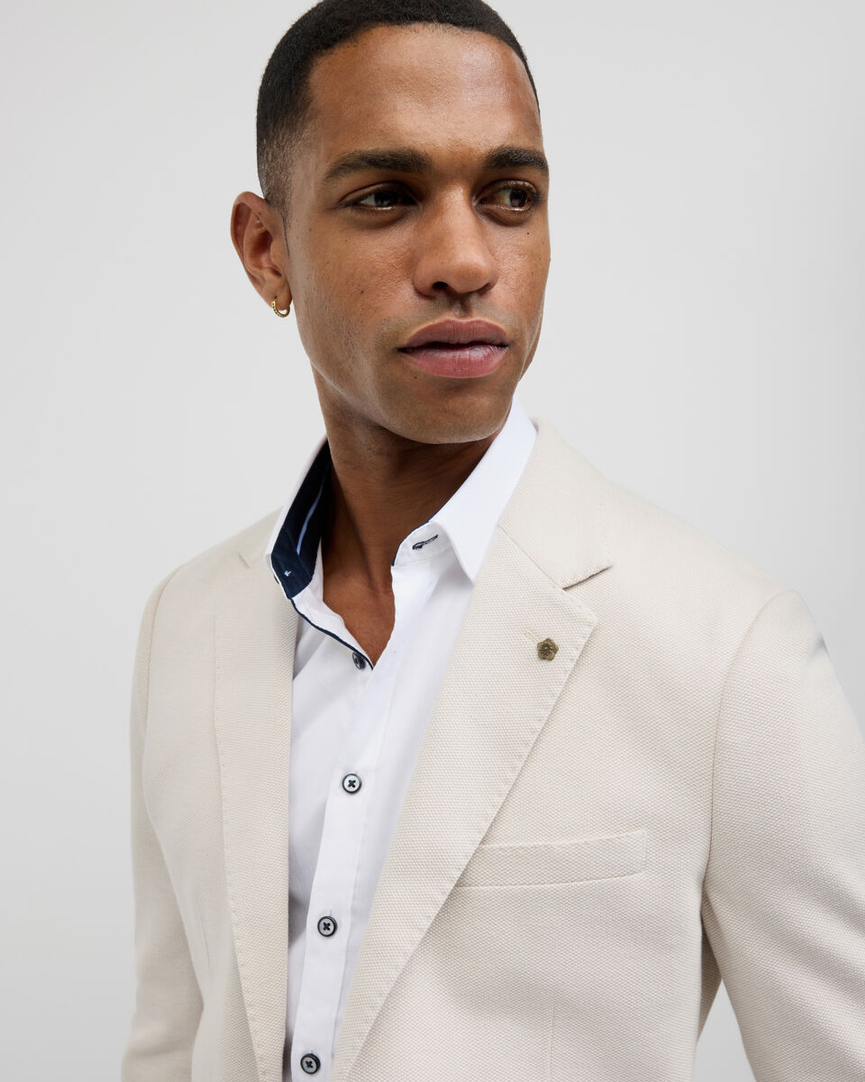 Knitted Blazer, Stone, hi-res